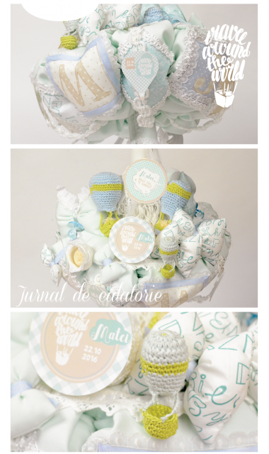 Lumanare de botez balon aer cald personalizata, 65x4 cm, Baloane de aer cald 4